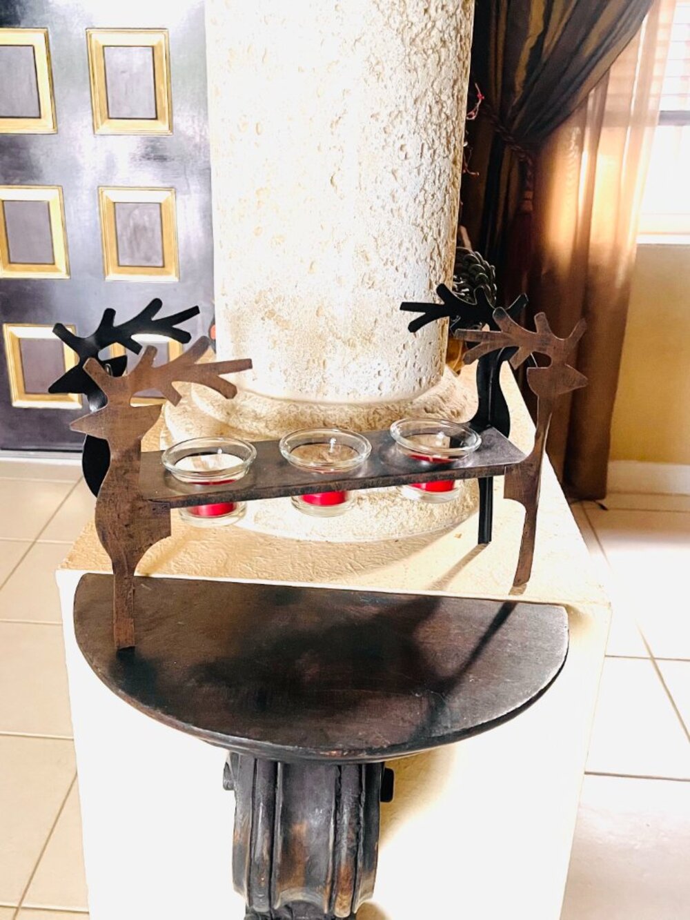 Deer Candle holder. Includes 1 box of 12 Apple Crisp Tealights.